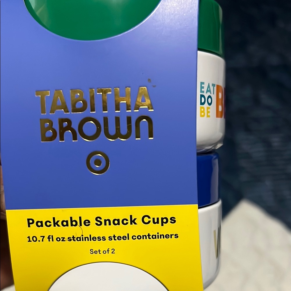 Tabitha Brown Portable Snack Cups Stainless Steel Containers Set of 2 10.7 fl oz